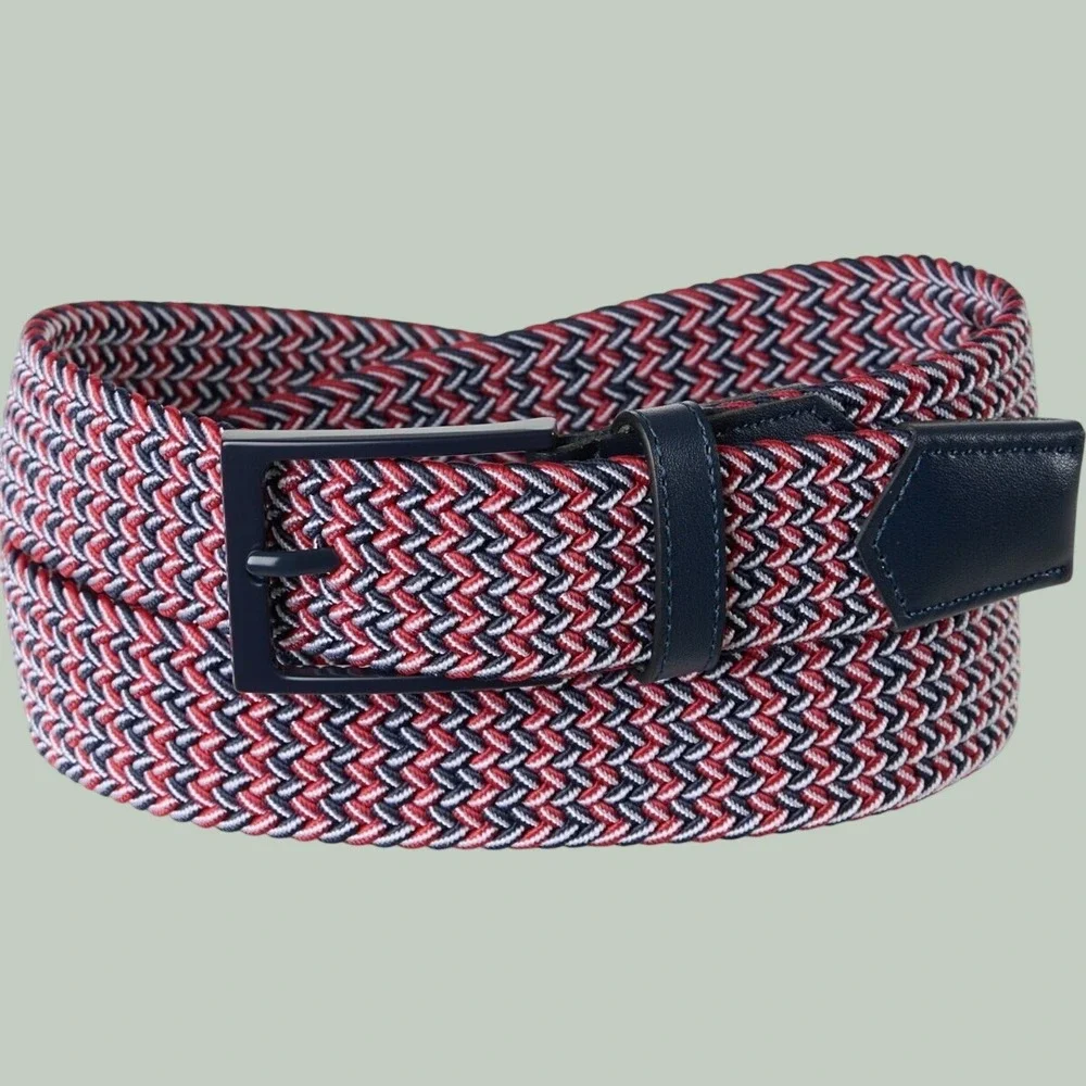 Callaway Golf On Par Stretch Belt Braided Burgundy Navy Matte Men Size XL(42-44)